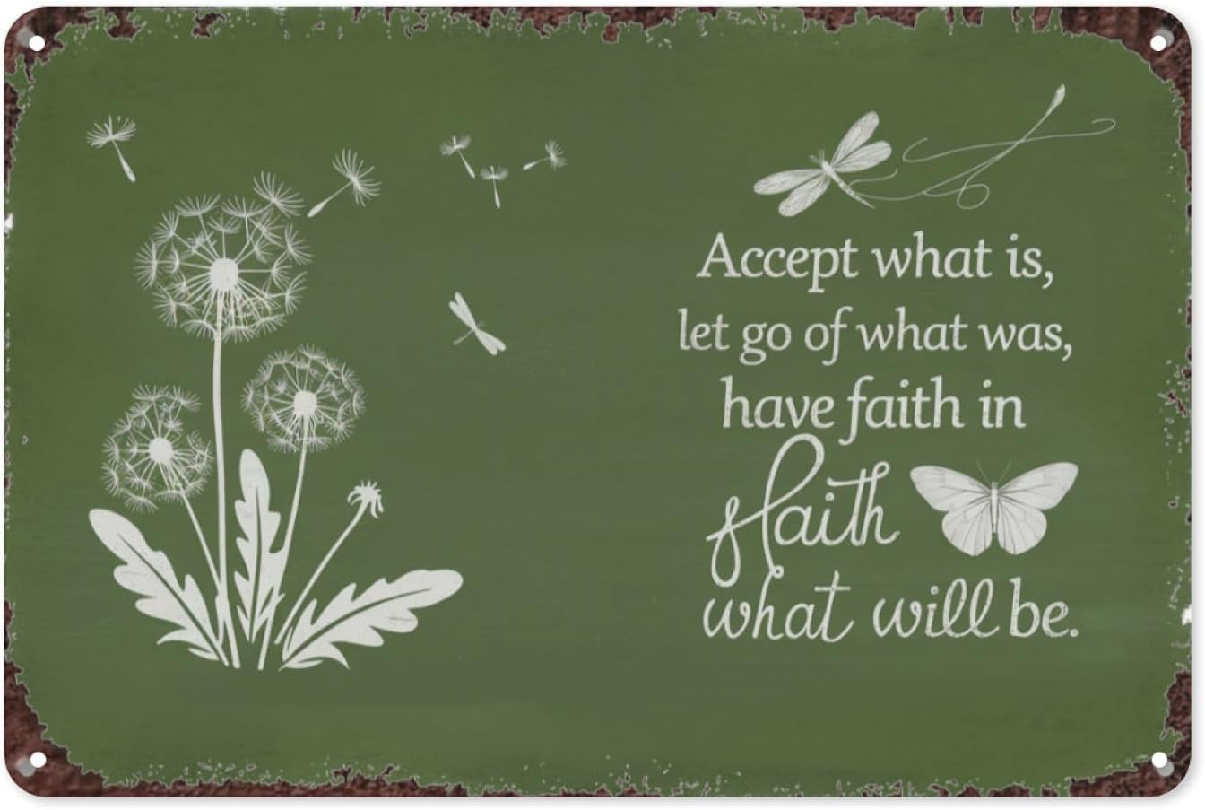 SMAZDFXX Dragonfly Have Faith in What Will Be Vintage Tin Sign Retro Metal Wall Decor for Garden Boho or Inspirational Spaces Motivational Theme Art Poster 12"x16"