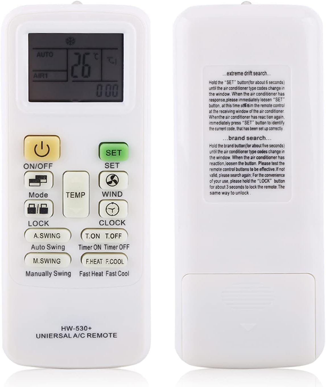 Universal Remote Control for Air Conditioner, Air Conditioner Remote Control Replacement Compatible with GREE/MIDEA//Sharp/HISENSE/HITACHI