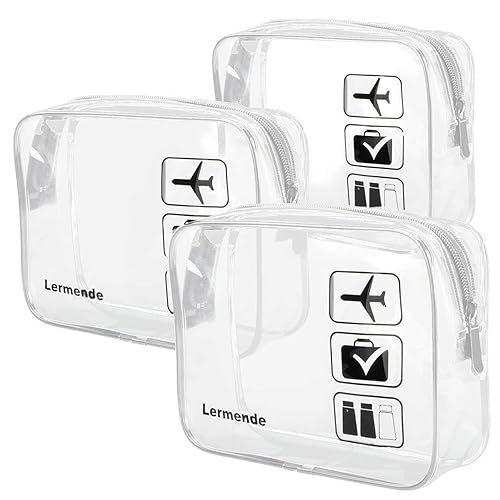 Miniatura 29 de Lermende 2pcs Clear Toiletry Bag TSA Approved Travel Bag,Carry On for Travel,Airport Airline Accessories Compliant Bag,Quart Sized Makeup Cosmetic
