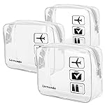 Lermende 2pcs Clear Toiletry Bag TSA Approved Travel Bag,Carry On for Travel,Airport Airline Accessories Compliant Bag,Quart Sized Makeup Cosmetic bag Women Men (Clear, 3 Pack)