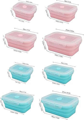 Miniatura 7 de Alvinlite Recipientes de silicona para almacenamiento de alimentos con tapas, fiambrera plegable, contenedor para preservar la frescura de la comida