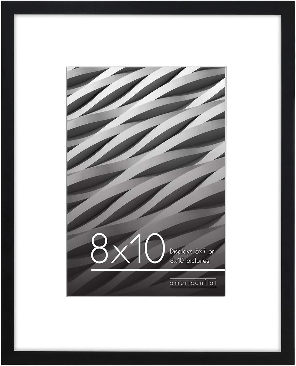 Americanflat 8x10 Photo Frame in Black - Use as Thin Border 7x5 Photo Frame with Mount or 8x10 without Mount - Horizontal and Vertical Formats for Wall and Tabletop