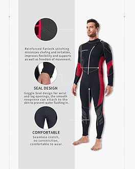 Seaskin Wetsuits for Men Women 3mm Front Zip Full Wetsuit