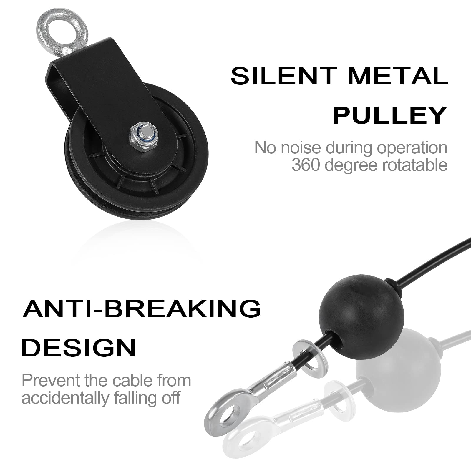 Rueda de tracción de rotación de polea de cable de 90 mm, silencio, suave, desmontable, rotación de 360 grados para sistema de polea, bloques de elevación de bricolaje, equipo de gimnasio, polipastos,