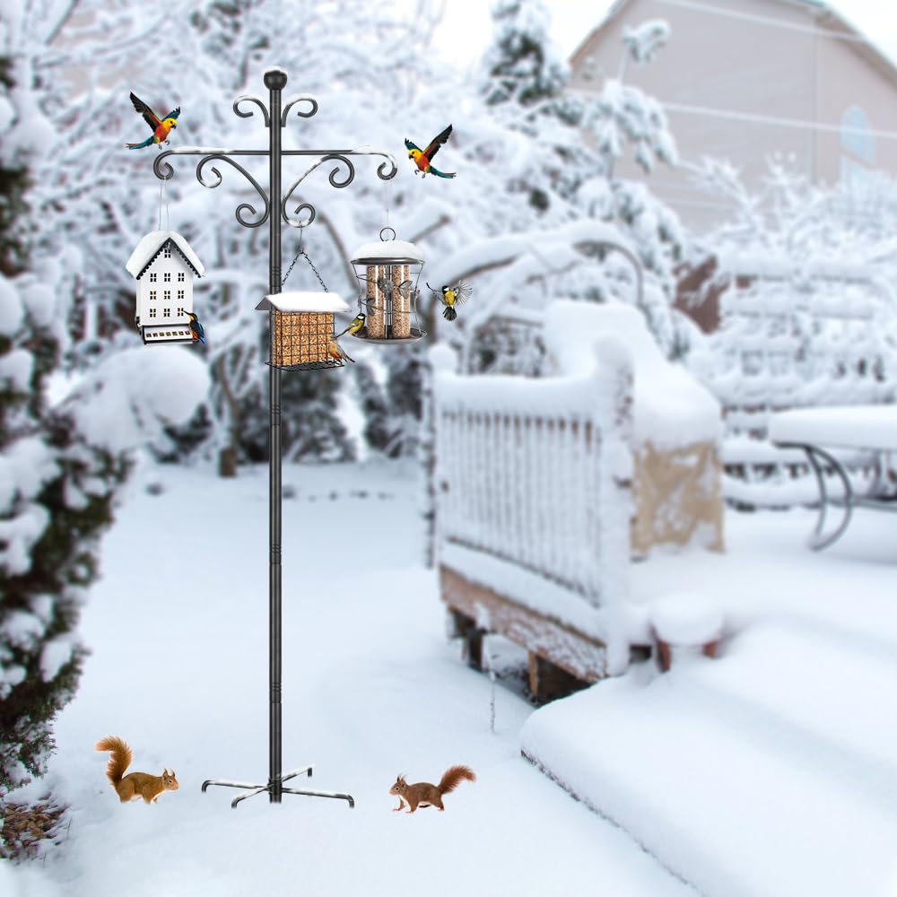 Support de suspension pour mangeoire à oiseaux 196 cm noir