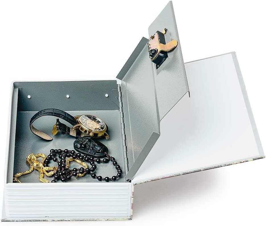 Image of Alloy Steel Book Safe with 2 Key Lock, Dictionary Diversion Book Safe, Portable Safe Box,Cash, Jewellery, Kids, Money,Diamond Ring Etc (Pisa-Digit Lock, Small)