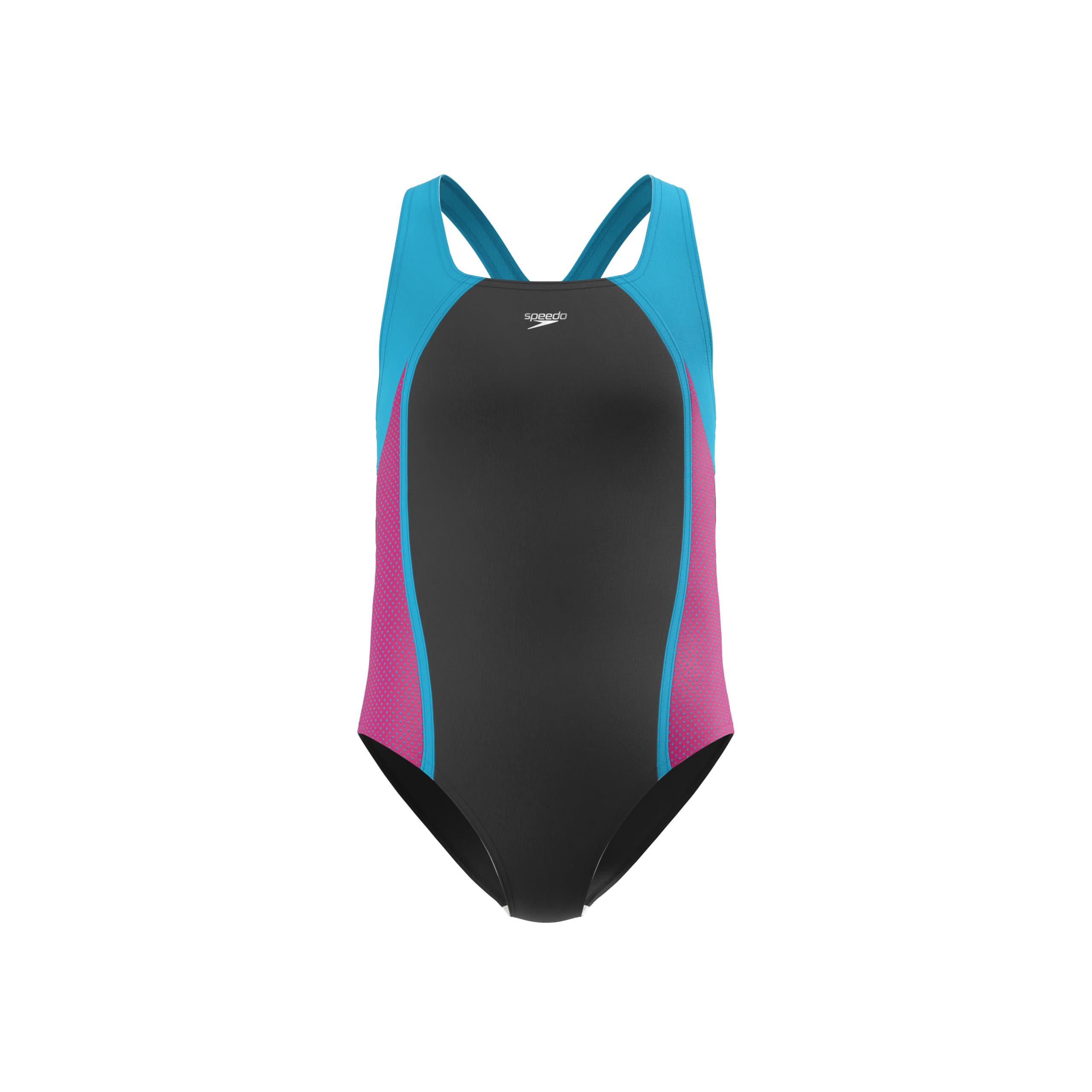 Speedo Girl's Swimsuit One Piece Mesh Splice Thick Strap