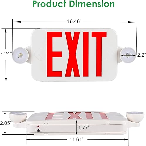 Miniatura 7 de Gruenlich Combo de señal de salida LED con luces de emergencia, cabezales ajustables y doble cara, respaldo de batería, calificación UL 924, CA