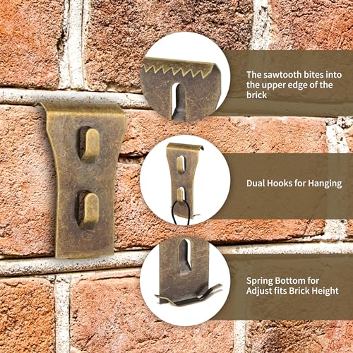 Image of 50 Pack Brick Hook Clips Heavy Duty Brick Hooks Brick Clips for Hanging Outdoors, Brick Hanger Wall Clips Fits 2-1 /4 to 2-3 /8, No Drill
