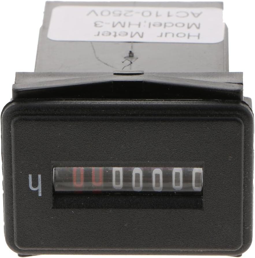 Round Hour Meter Timer Gauge for Inrial Machinery - Reliable Performance, Easy to Read - Keep Track of Engine Hours Beyond 99999.9 - AC/DC 110-250V