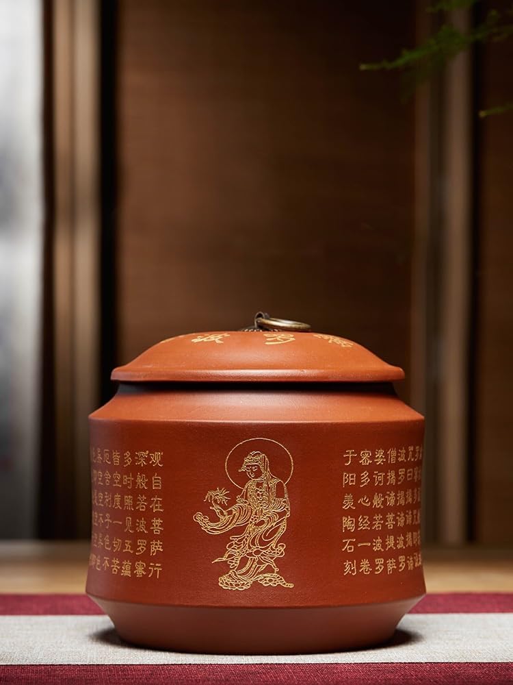 SONGCHAO Sugar Jar Retro Purple Sand Tea Cans for Home Green Tea Storage Tea Warehouse Office Coffee Cans Hotel Decorative Cans Tea Canister (Color : A)