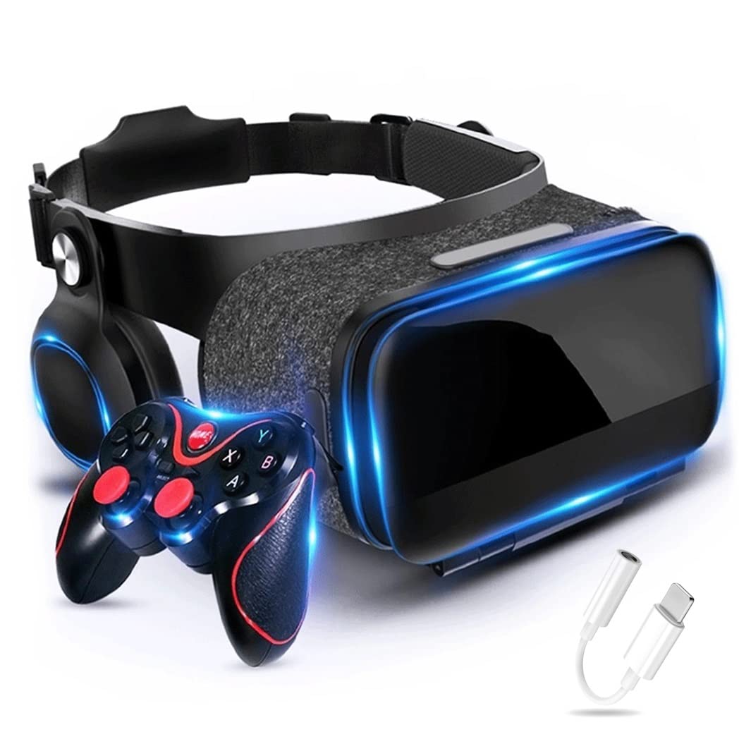 Occhiali VR, Visore Realtà Virtuale, Cuffie 3D VR Compatibile con Tutti Gli, Lente Regolabile per Film e Giochi 3D, per iPhone 13 Pro Max/13 Pro/13/12/11, per Samsung Galaxy S21, Huawei, Xiaomi