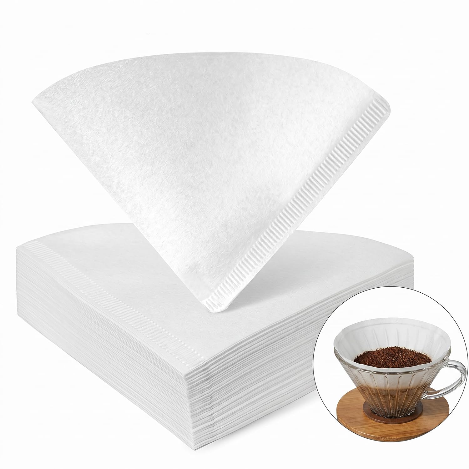 LUVINA Coffee Filter, Cone Coffee Filters 2, Pour Over Coffee Filter for v60 Coffee Dripper and Drip Coffee Maker, 1-4 Cup, Disposable Natural Unbleached Size 02 (100, Coffee Filter Paper White)