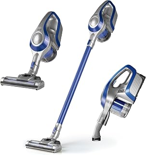 CLEANmaxx Aspiradora ciclónica sin Cable sin Bolsa con batería Recargable | aspiradora de Piso 2 en 1 y aspiradora de Mano, Potente y de bajo Consumo [Azul/Plateado]