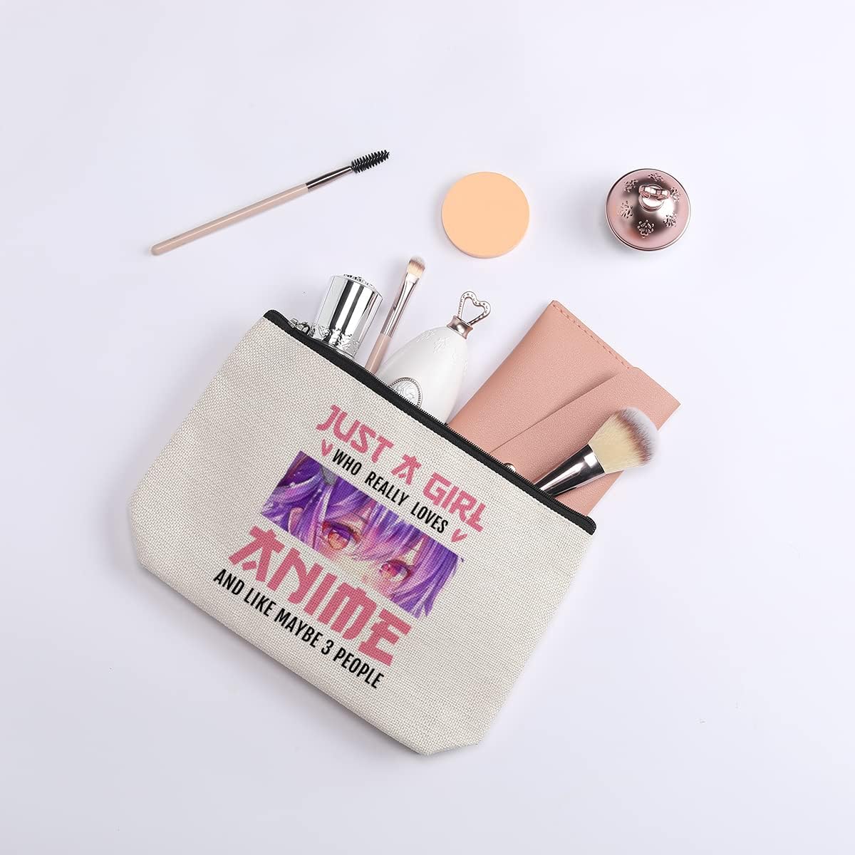 Anime Fans Make up Bag Anime Lover Gifts for Girls Women Friend Sister Travel Toiletry Makeup Organizer Zipper Pouch Just A Girl Who Really Loves Anime and Like Maybe 3 People - Image 6