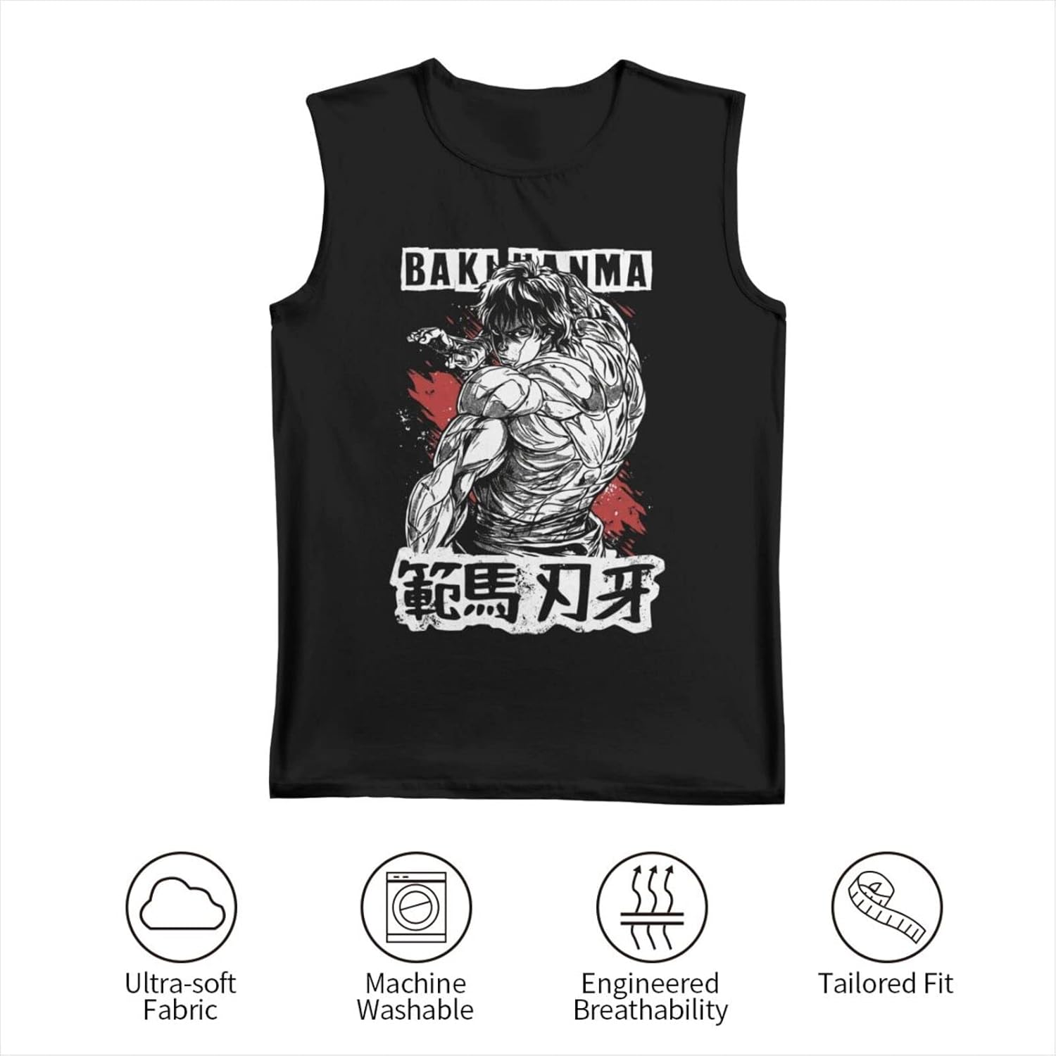 Miniatura 7 de Anime Baki The Grappler Baki Hanma Tank Top Mens Summer Sleeveless Tee Casual Running Workout Sport Vest