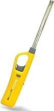 Gas Stove Lighter for Kitchen, Candle Use Flame Adjustable & Refillable, Durable Lock Safety, ABS Plastic-Steel Body, Multicolored-Yellow (Pack of 1)