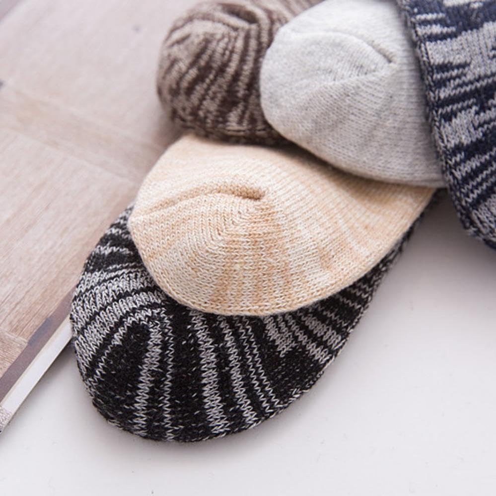 Image of Women Winter Socks 5 Packs Wool Socks Gifts for Mom Warm Vintage Soft Christmas Socks Thick Cold Knit Crew Socks