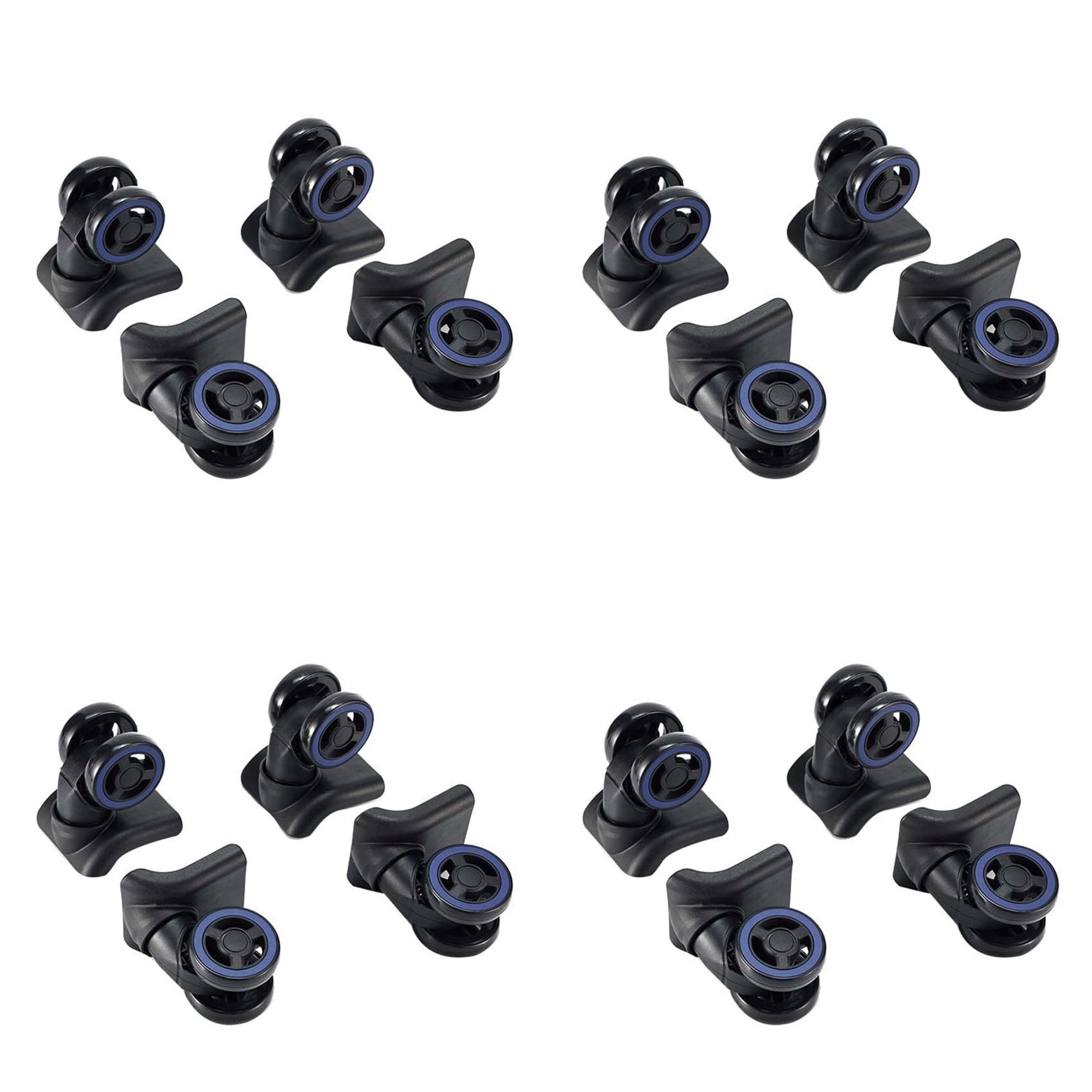 Jnchdghwa Black 16Pcs Luggage Wheels Suitcase Double Row Roller Hardware Repairing Kit Heavy Duty Wheels 360° Spinner Casters