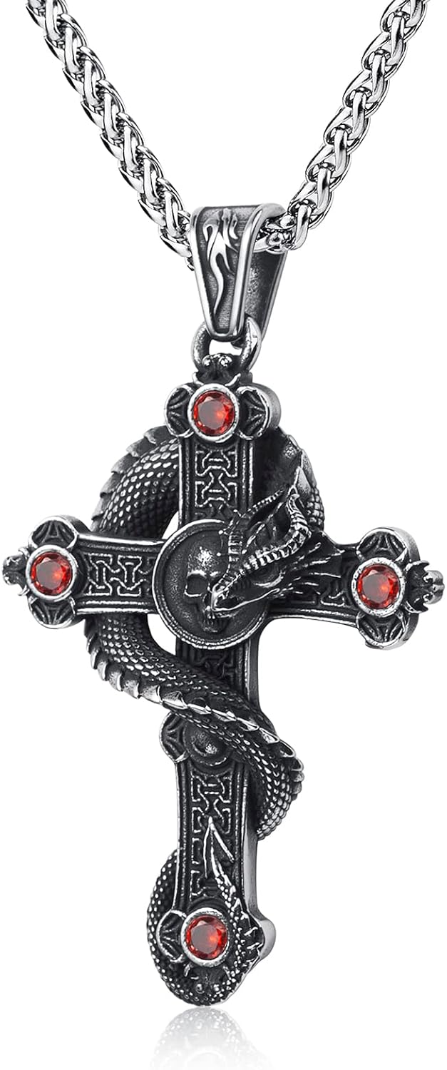 Skull Necklace Stainless Steel Gothic Punk Skull Pendant Necklace Jewelry for Men Boys