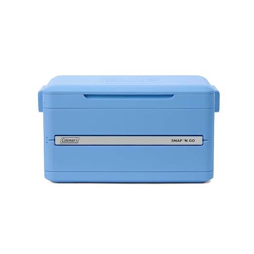 Coleman Snap 'N Go 45-Quart Collapsible Hard Cooler, Portable Hard-Sided Cooler with Waterproof Removable Liner, Spacing-Saving & Quick Set Up, 55 Hours Cold, Sapphire Blue