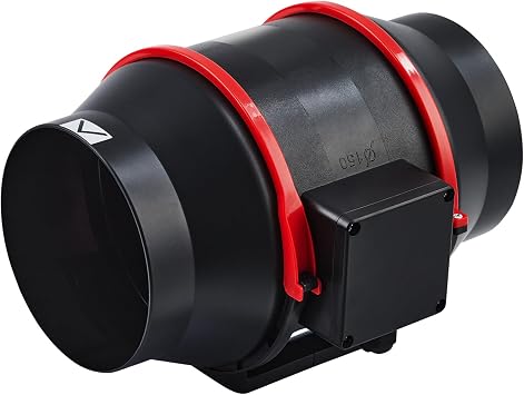 6 Inch Inline Duct Fan, 312 CFM High Airflow with Variable Speed Controller, 25dB Ultra-Quiet, Metal HVAC Exhaust Fan for Home Ventilation, Hydroponics Cooling, Grow Tents