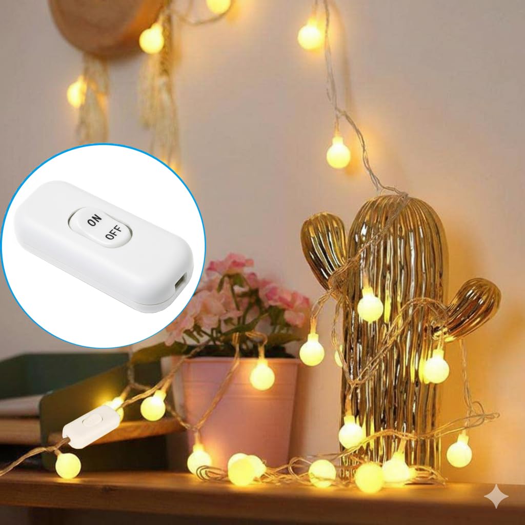 Inline Cord Switch, 2 Pack On/Off Control Lamp Appliance Switch for Bedroom Table Lamp Desk LED Lights, High Conductivity Brass Contacts, AC120V 10A, 250V 6A, White