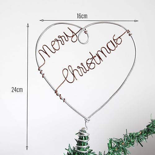 Miniatura 5 de Merry Christmas Tree Topper Christmas Heart Tree Topper Wire Tree Decor for Christmas Party Supplies (Merry Christmas Tree Topper)