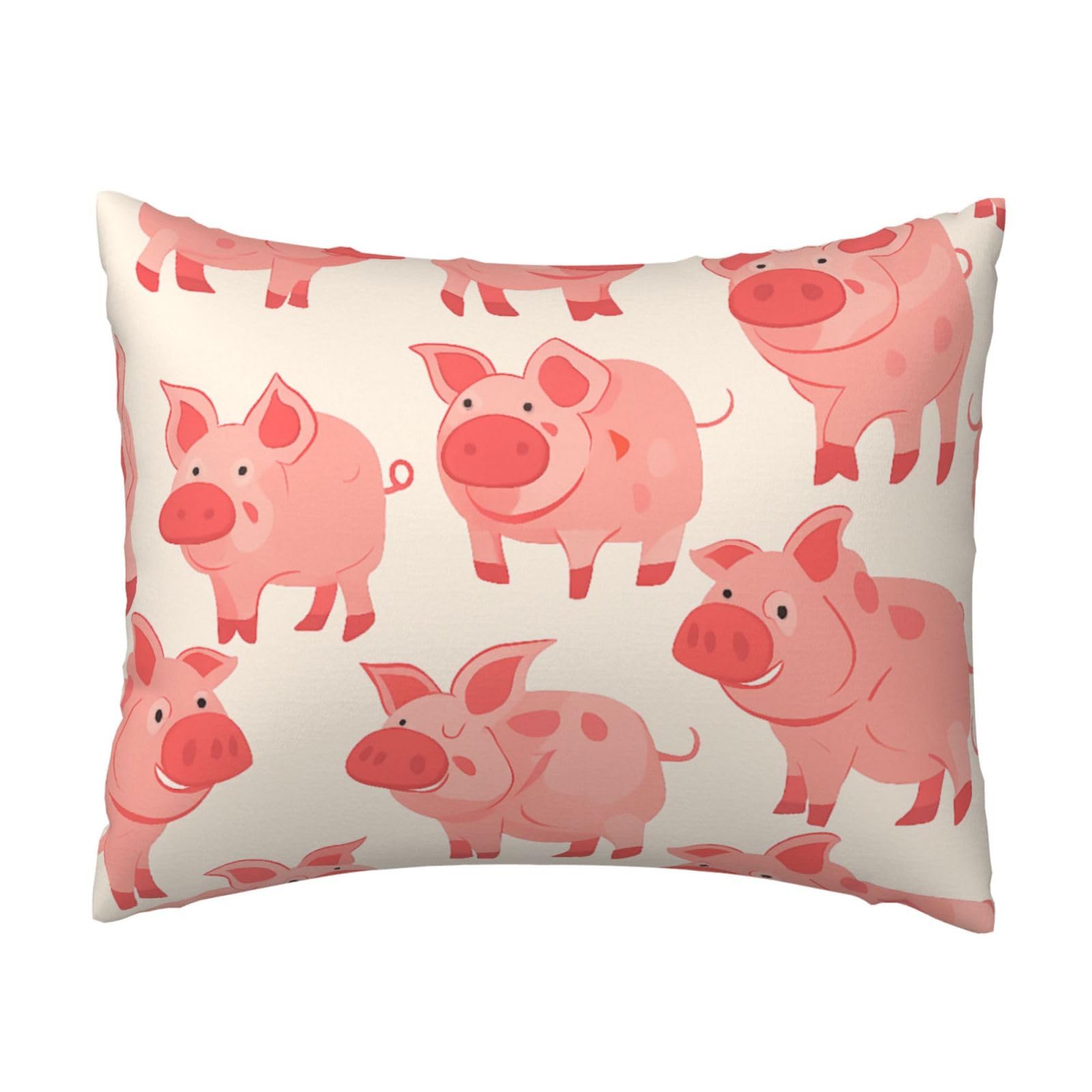 Smiling Pig Pillowcase Soft Plush with Zipper Decorative Pillowcovers 16x20 in
