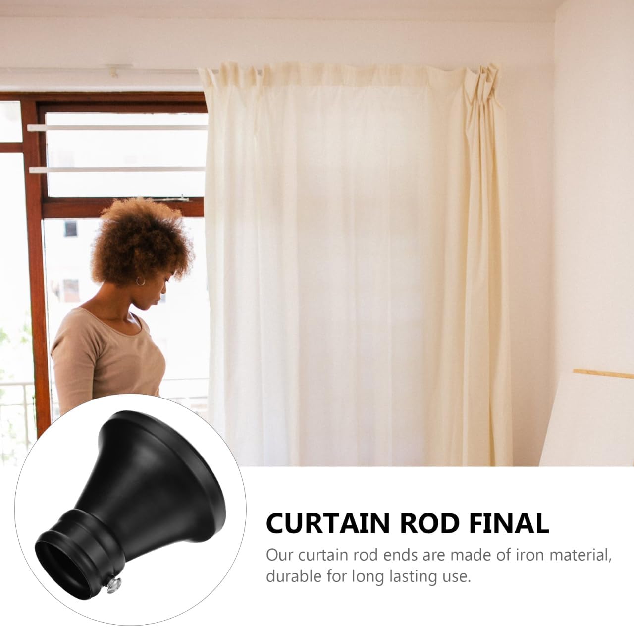 PRETYZOOM 6Pcs Decorative Curtain Rod End Caps Metal Finials for Window Curtain Rods 2.67X7.08X2.36In Rod Plug Set for Living Room Bedroom Dining Room Window Treatment Hardware