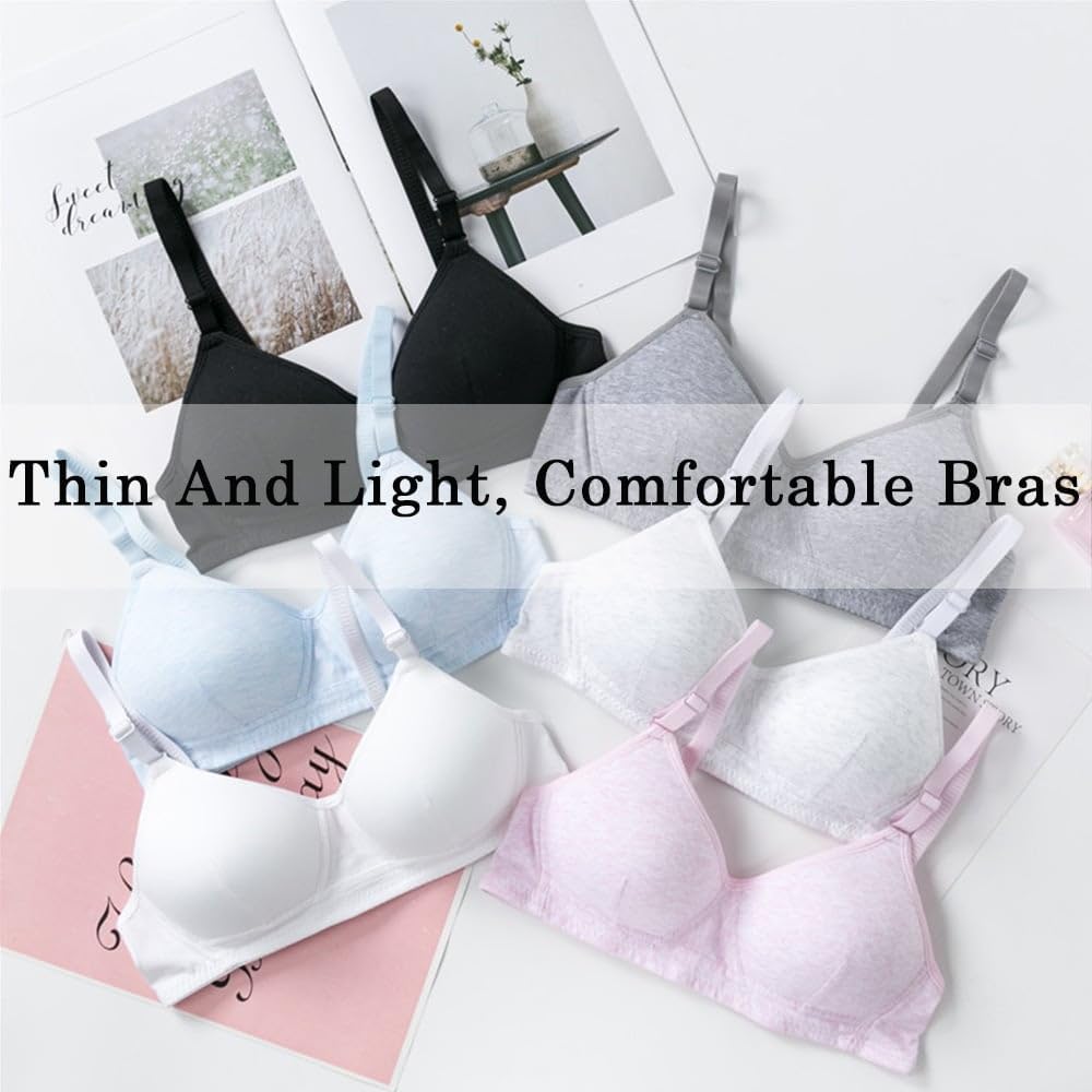 Bysion Reggiseni per Ragazze Adolescenti 3 Pezzi Cotone Traspirante Senza Cuciture Sportivo Intimo Reggiseno Bralette per Bambine per 12-18 Anni Bambini e Donne