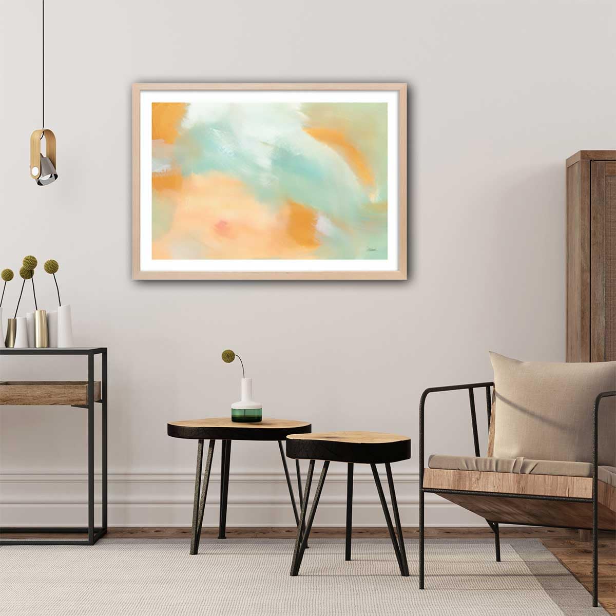 Poster Orange Blush - Made in France - Affiche sous Cadre Bois 45x30
