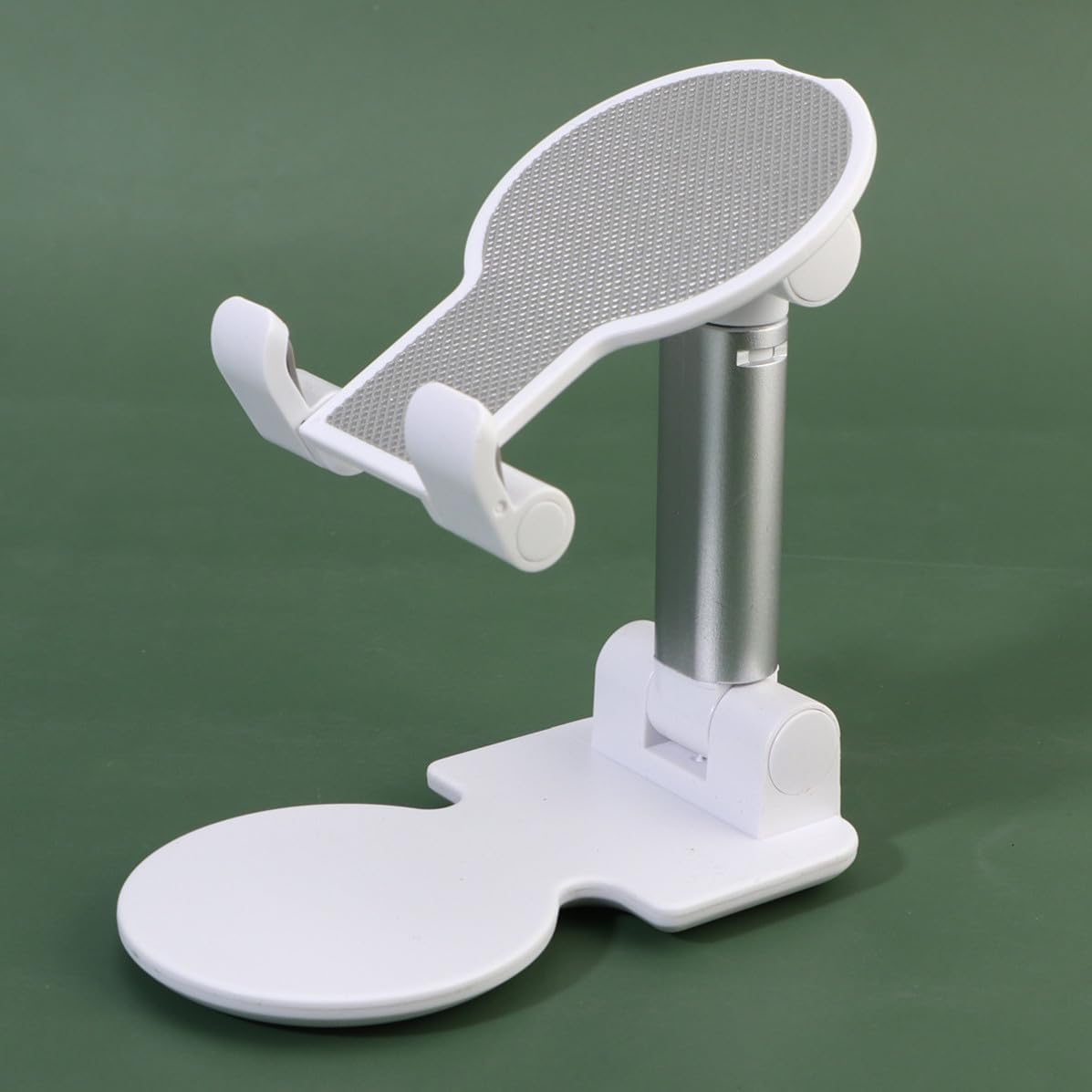NUOBESTY Adjustable Metal Phone Holder with Foldable Telescopic Design and Tablet Stand Sturdy Silicone and Abs Base, for Coffee Table and Office Desk Use, Compatible with Smartphones