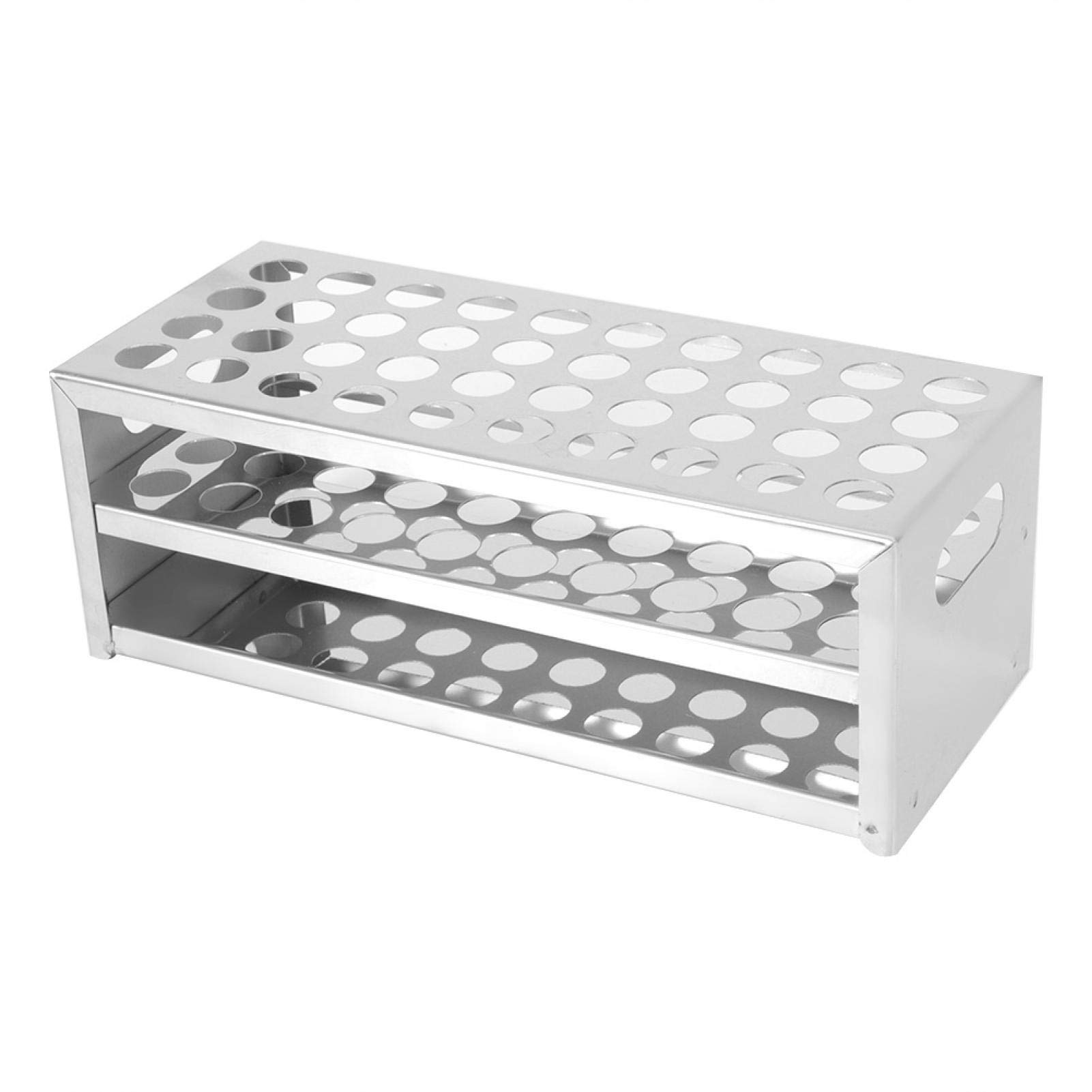 Tyenaza Gradilla para Tubos de Ensayo de Acero Inoxidable 304, 2 Niveles 40 Orificios 15.5mm