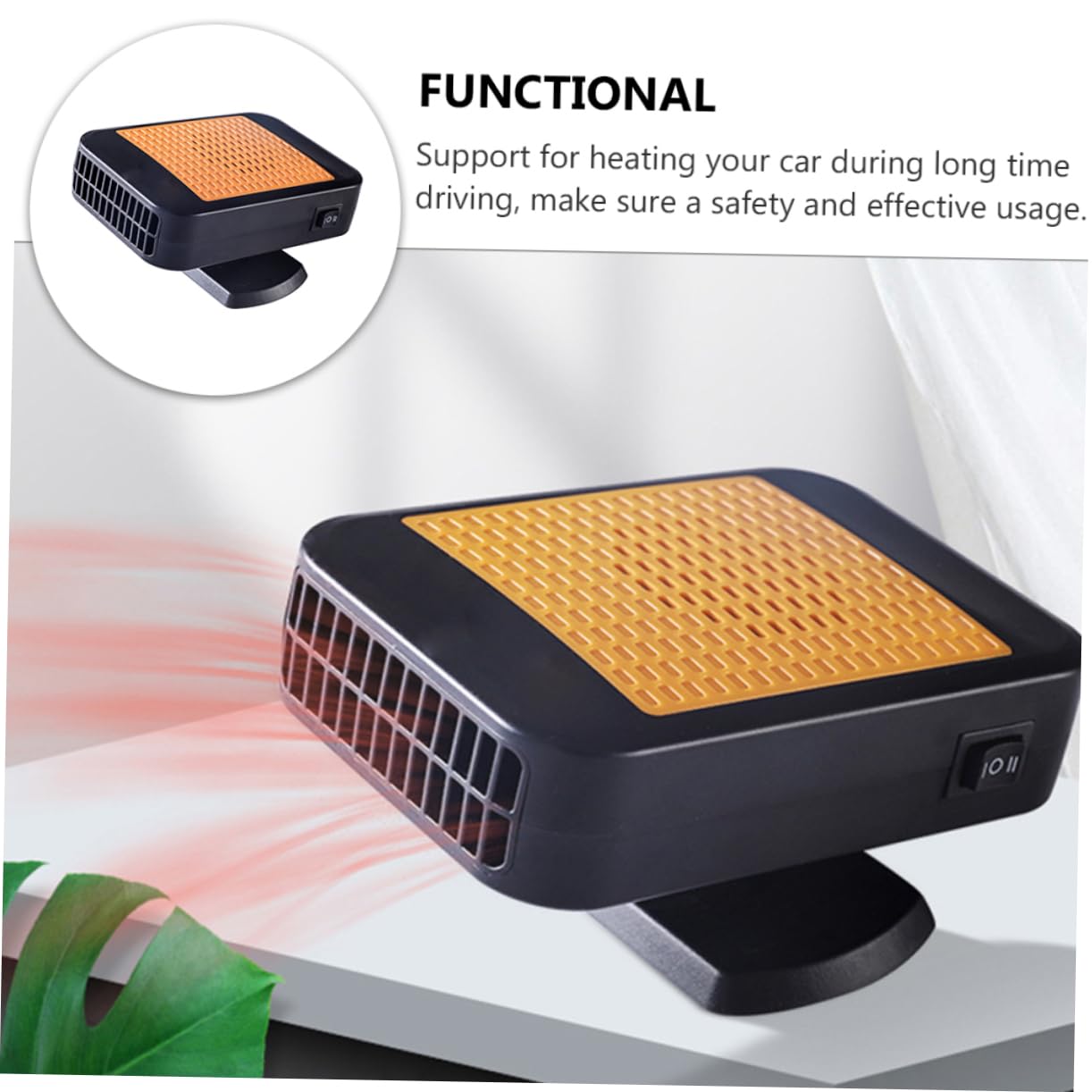 Unomor 1Pc Portable Vehicle Windshield Heater Fast Defroster Defogger Auto Heating Fan with Base Efficient Frost Mist Removal for Safe Driving