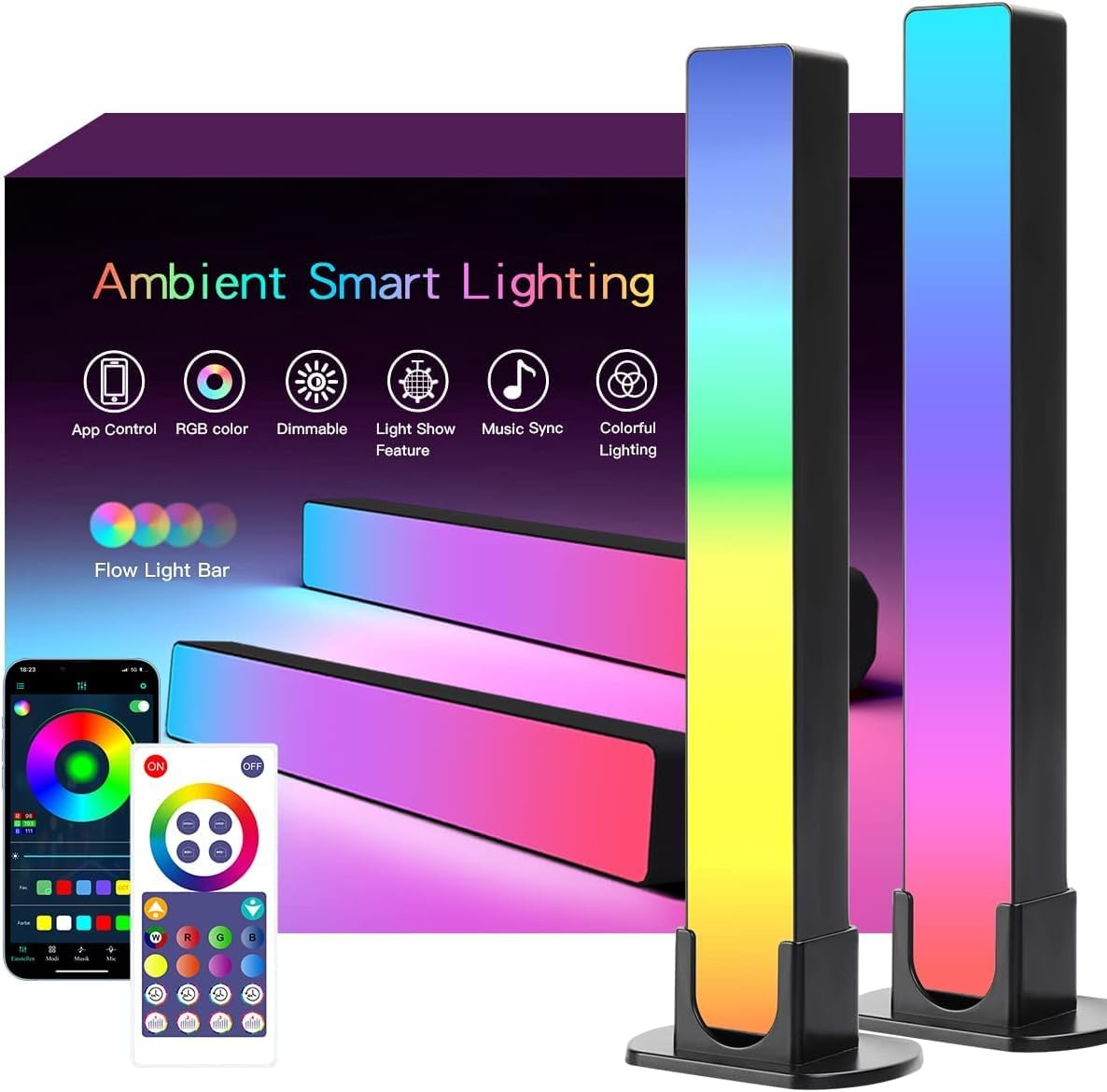 Make iT Smart LED Light Bars, 2 Pack RGBIC Smart Ambiance Backlights ...
