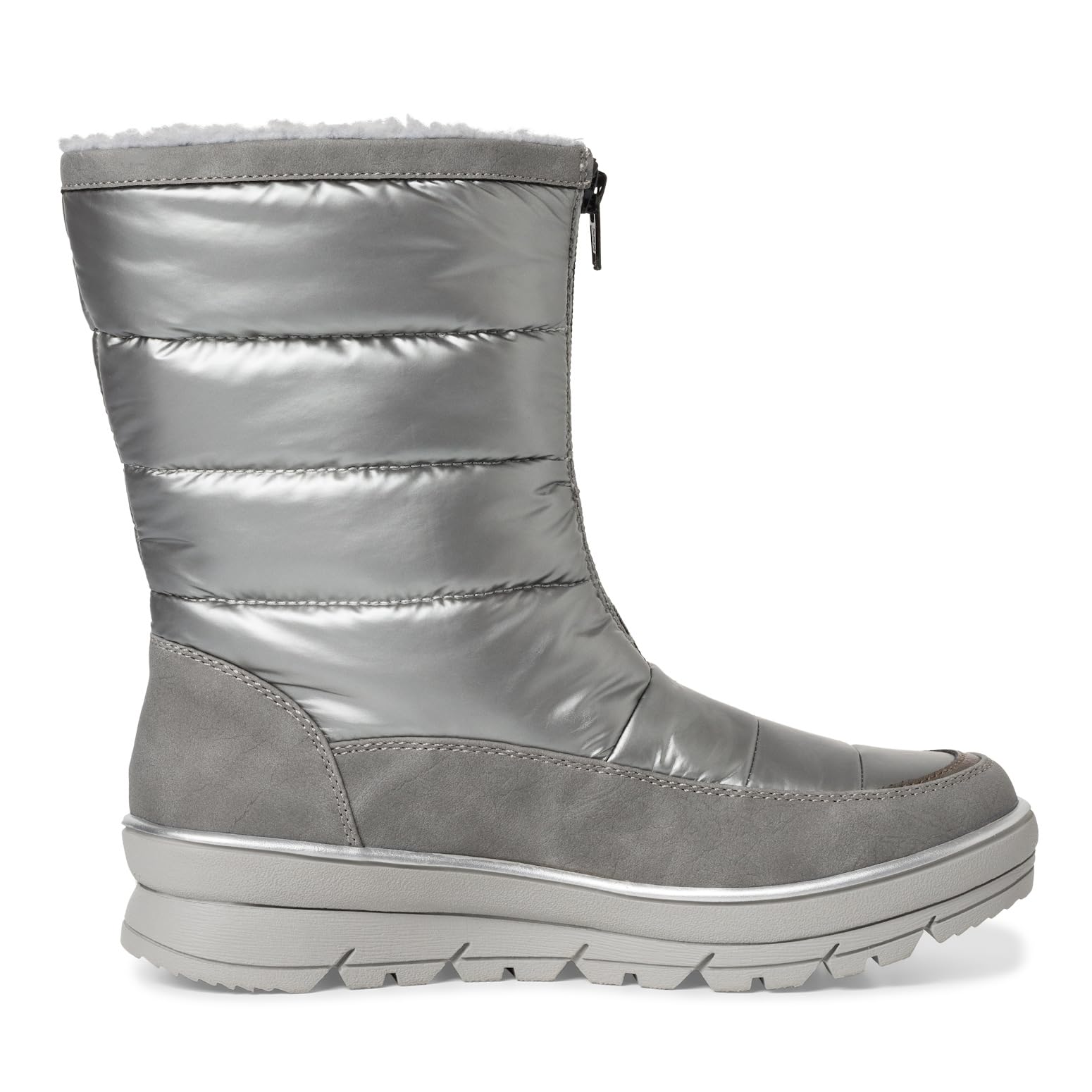 Jana Women’s Winter Boots Flat with Zip Lined Wide H Extra Width, Silver Comb, 6,5 UK