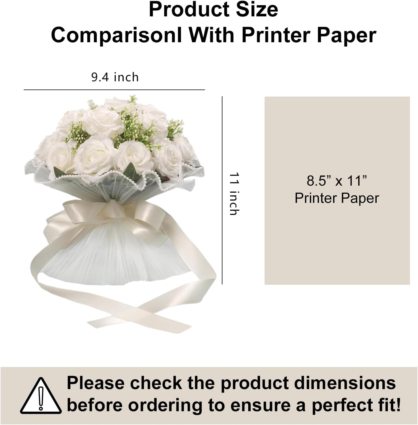 LEIFENY Wedding Bouquets for Bride, Ivory White Bridal Bridesmaid Wedding Flowers, Artificial Toss Rose with Silk Ribbon for Civil Ceremony
