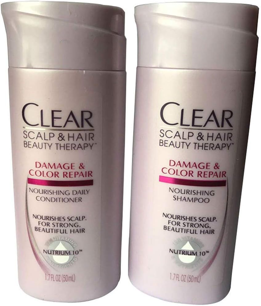 CLEAR Travel Size Shampoo + Conditioner (1.7oz each) Scalp & Hair Damage & Color Repair Kit