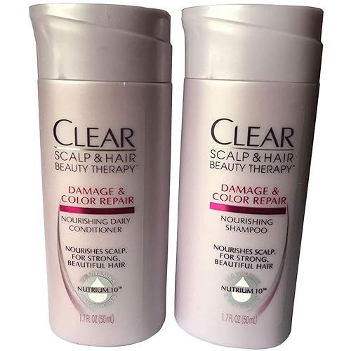 CLEAR Champú + acondicionador de tamaño de viaje (1.7 oz cada uno) Kit de reparación de color y daño del cuero cabelludo y cabello