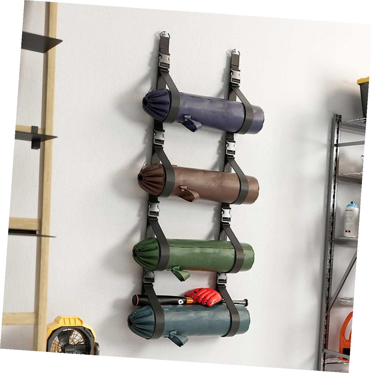 Adjustable Wall-mount Storage Strap 2pcs Garage Storage Rack with Buckles Heavy-duty Hanging Wall Strap for Garage and Workshop Organization