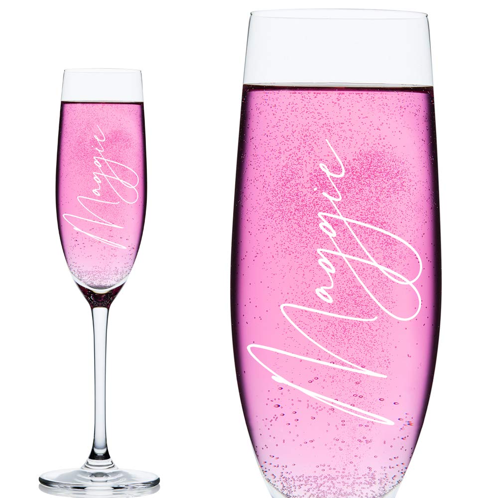 ukgiftstoreonline Personalised Champagne Flute Prosecco Glass Any Name Script Font