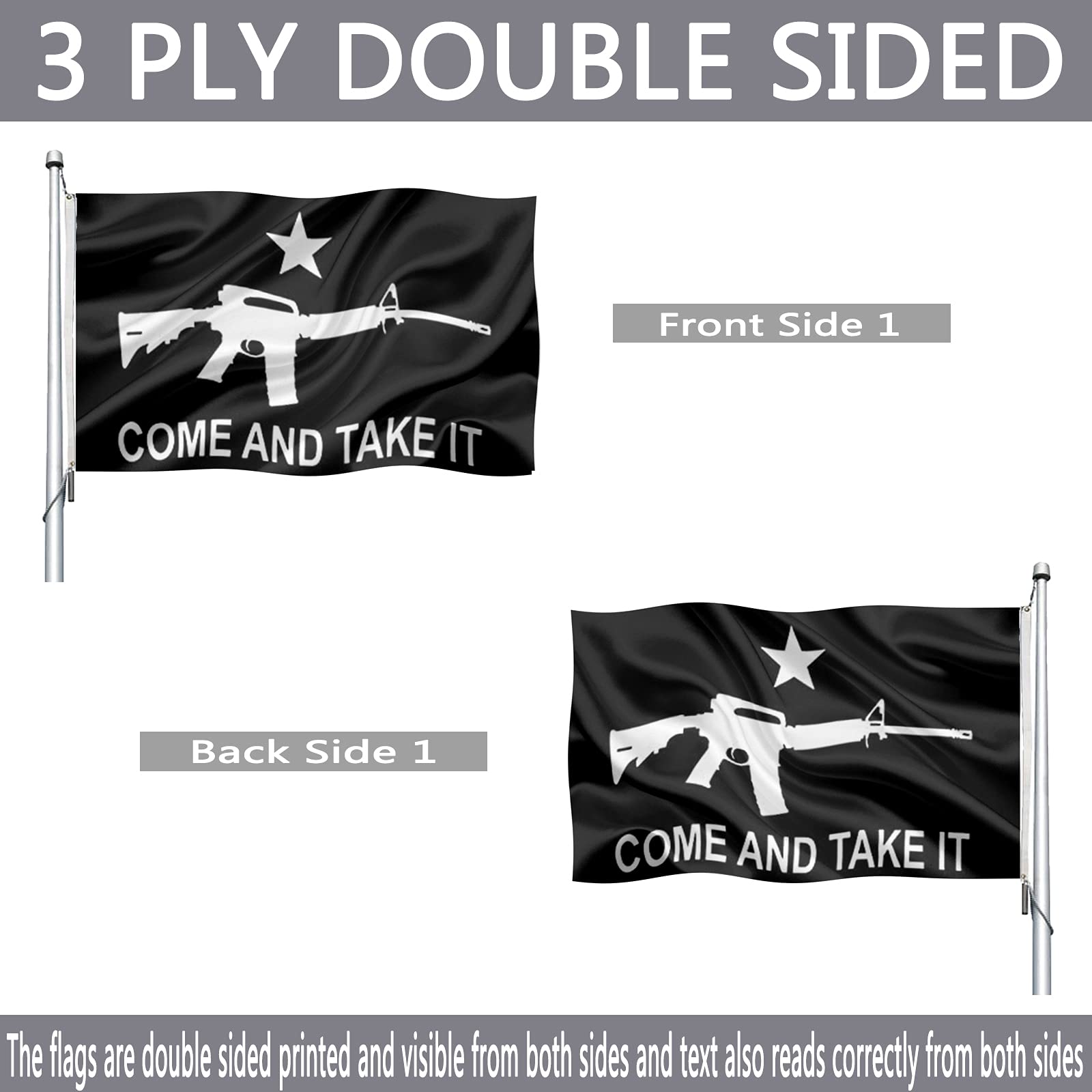 DMSE Come And Take It Gonzales Historical Texas Revolution Flag 3X5 Ft Foot 100% Polyester 100D Flag UV Resistant (3' X 5' Ft Foot