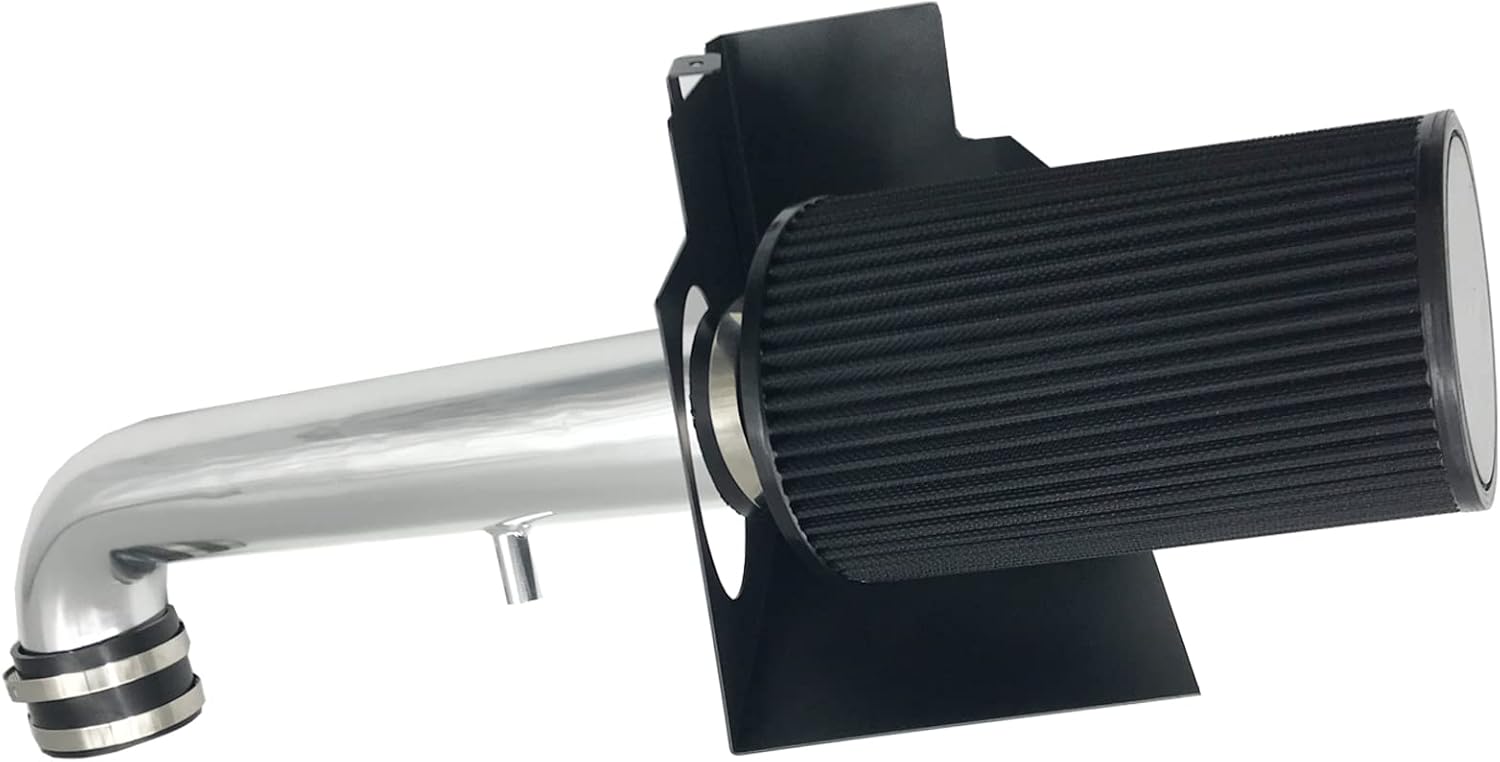 3-Inch Cold Air Intake Kit with Heat Shield + Filter Compatible for Jeep Wrangler 2012-2017 Wrangler JK 2018 3.6L V6 (Silver Tube & Black Filter)