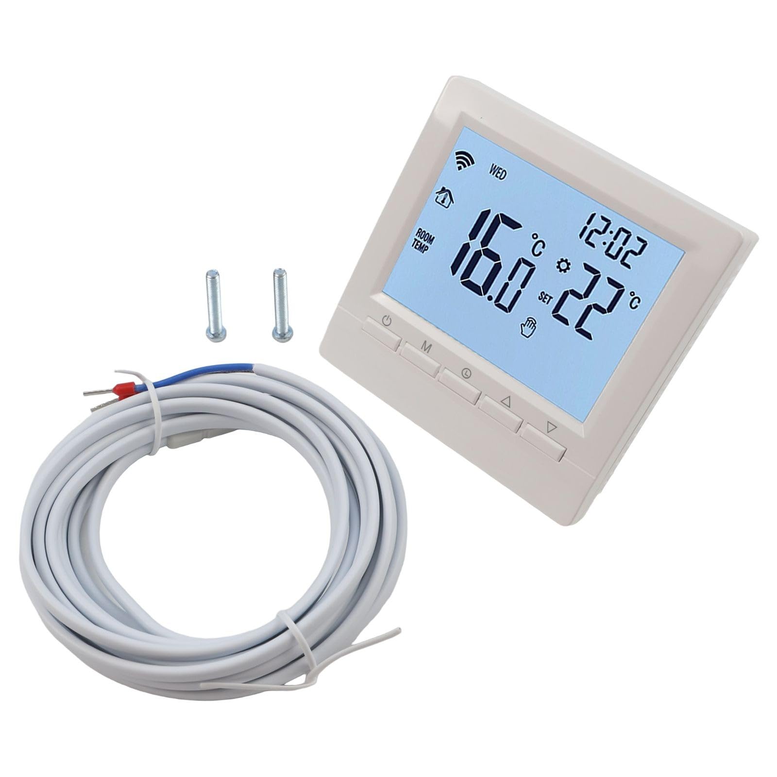 Termostato digitale per caldaia a gas e riscaldamento a pavimento elettrico, regolatore di temperatura programmabile LCD con controllo vocale, programma settimanale 5+2/6+1, blocco bambini, funzione