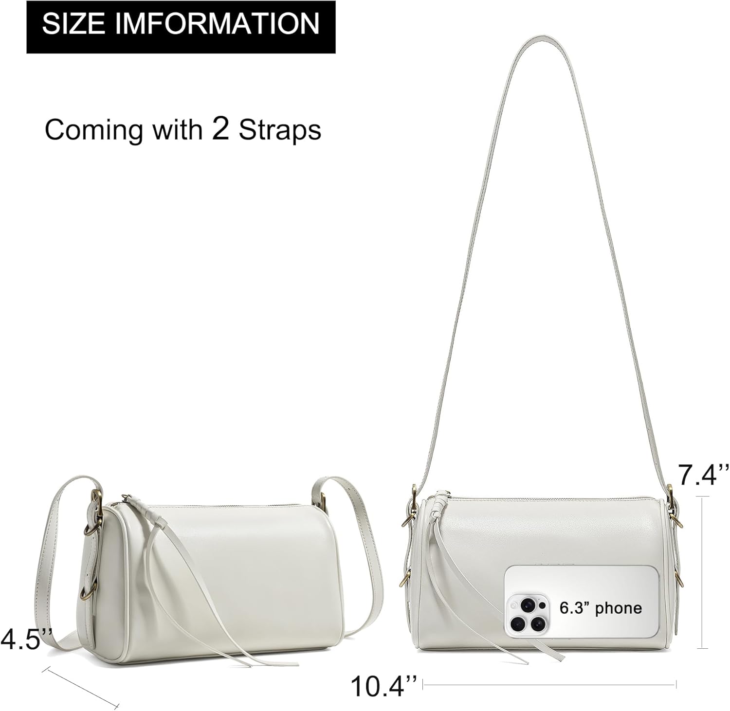 Genuine Leather Crossbody Purse for Women, Trendy Barrel Hobo Bag with Adjustable Strap, Chic Shoulder Handbag for Travel | Full-Grained Leather - Image 5