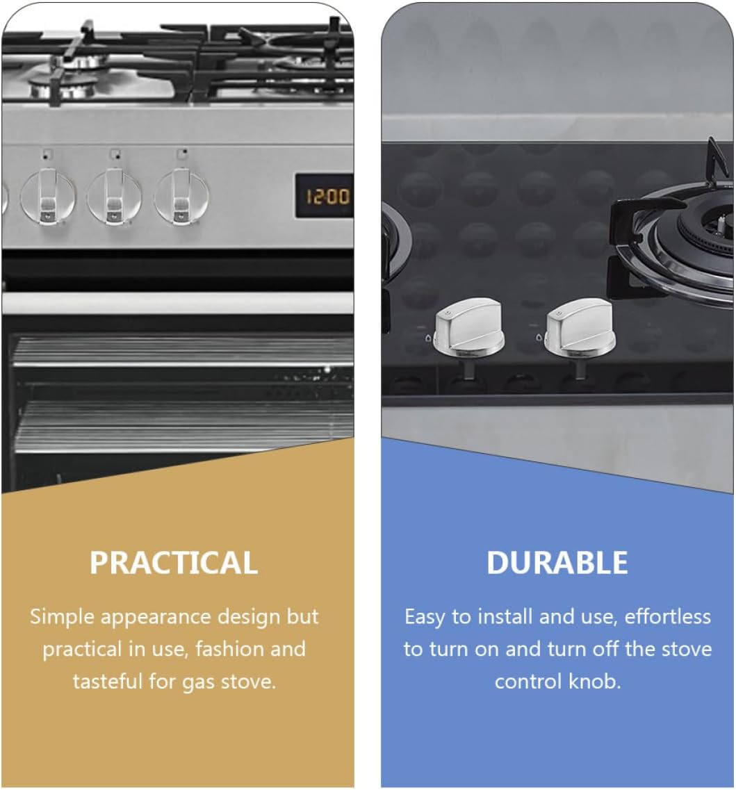 Didiseaon 6pcs Zinc Alloy Gas Stove Knobs Replacement Set, Embedded 8mm Burner Control Dial for Cooktop, Metal Stove Control Knobs Accessory Compatible with Gas Cookers