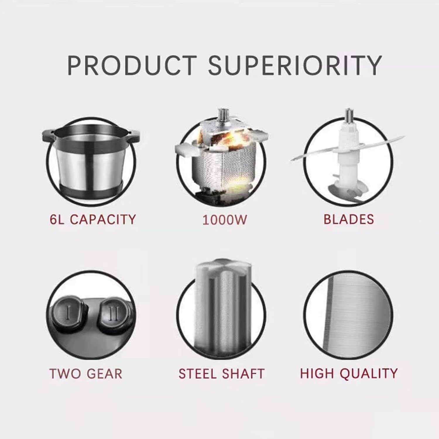 Máquina eléctrica automática para Preparar Alimentos, procesador de Alimentos de 6 litros, máquina para cocinar y machacar, Ideal para Preparar ñame machacado para fufu y Amala