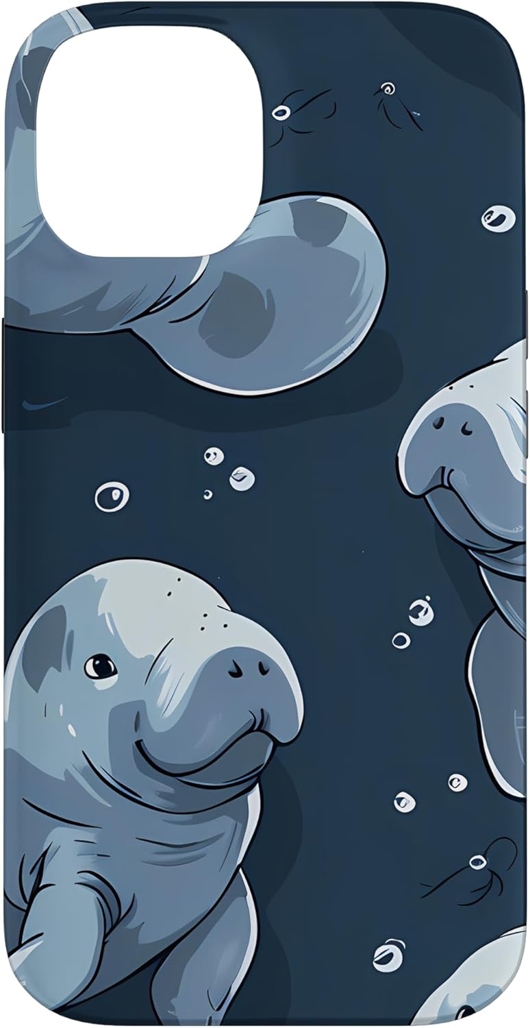 Manatee Cartoon Animal Wildlife Pattern Case for iPhone 12/12 Pro