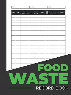 Food Waste Record Book: Large Hardback & Hardcover Food Waste Log Book & Food Waste Tracker For Restaurants, Home, Bars & Catering Business